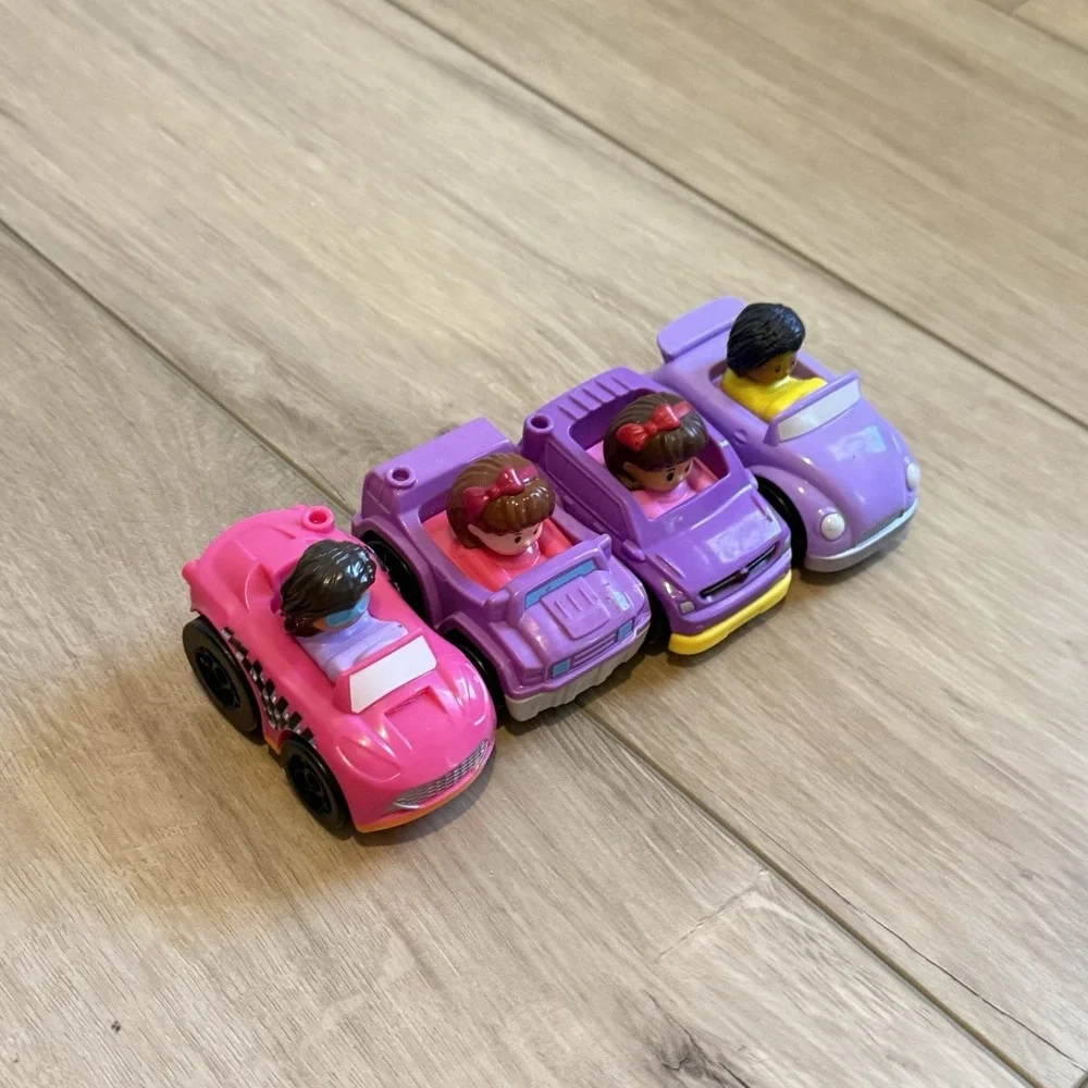 Fisher Price Little People Wheelies Lot Of 4 Purple Pink Girly‎ Color Cars